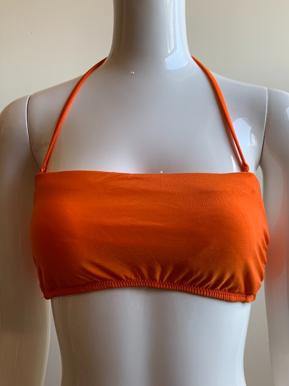 Raisins orange solid bandeau strapless bikini top